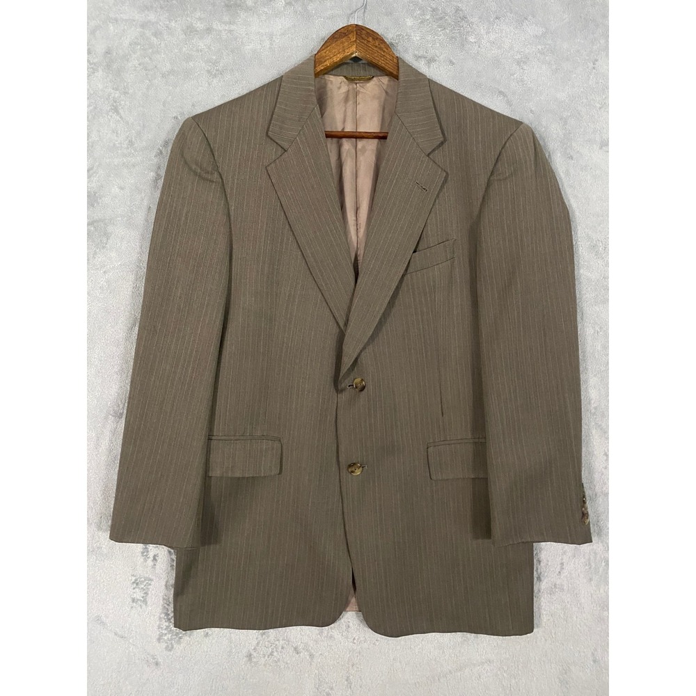 Hart Schaffner Marx Blazer Mens 40R Brown Gold Trumpeter Pinstripe Wool Jacket